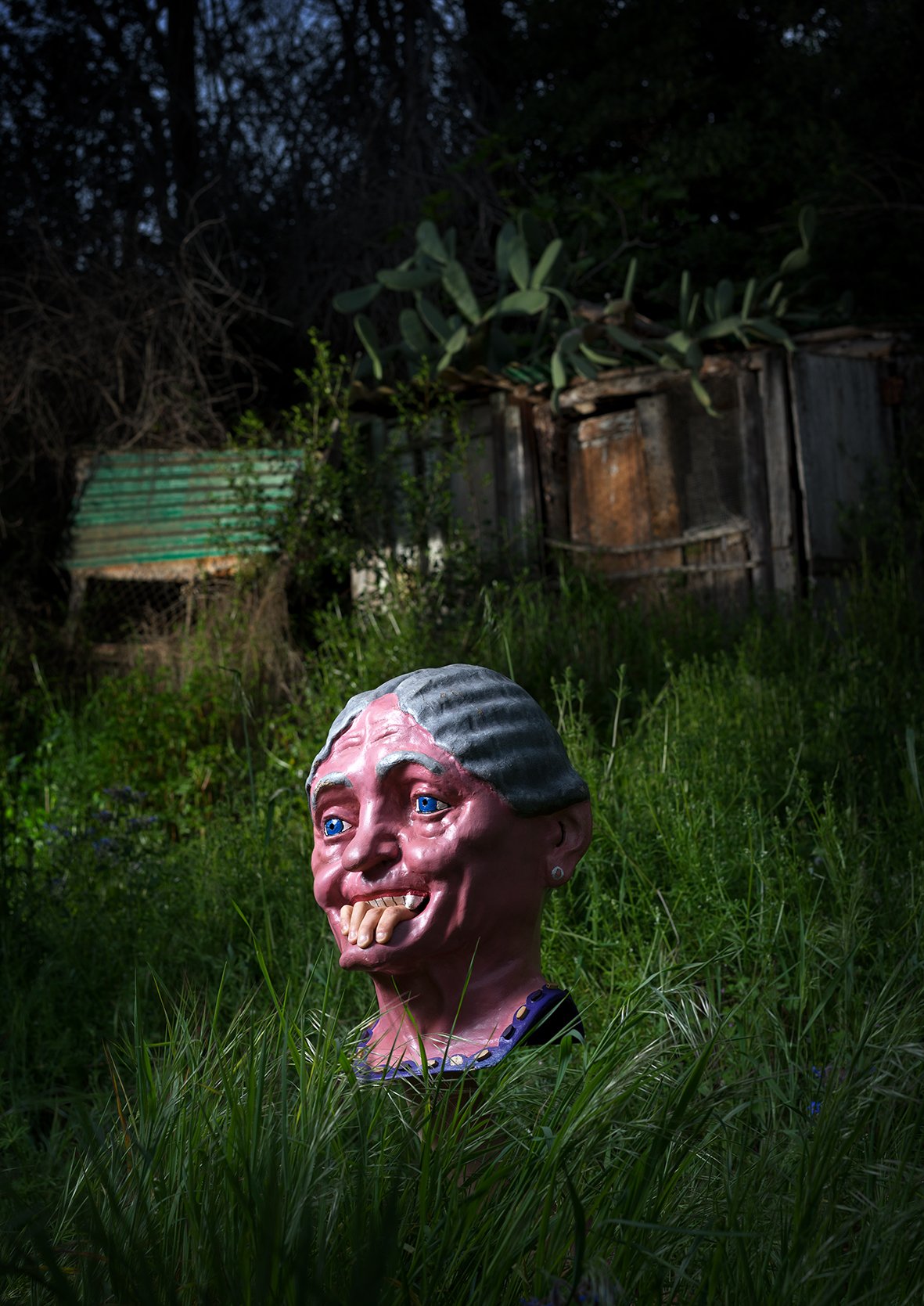 Valokuvataiteilija Bambergin teos Animating a mask (Grandmother)